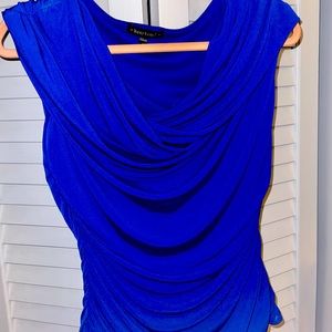 Blue Scoop Neck Blouse